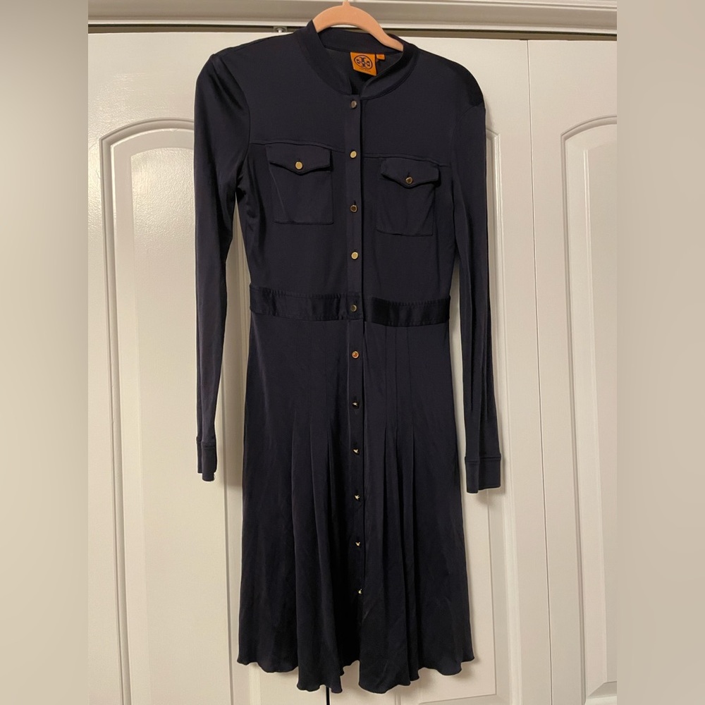 Tory Burch dress with gold buttons.
